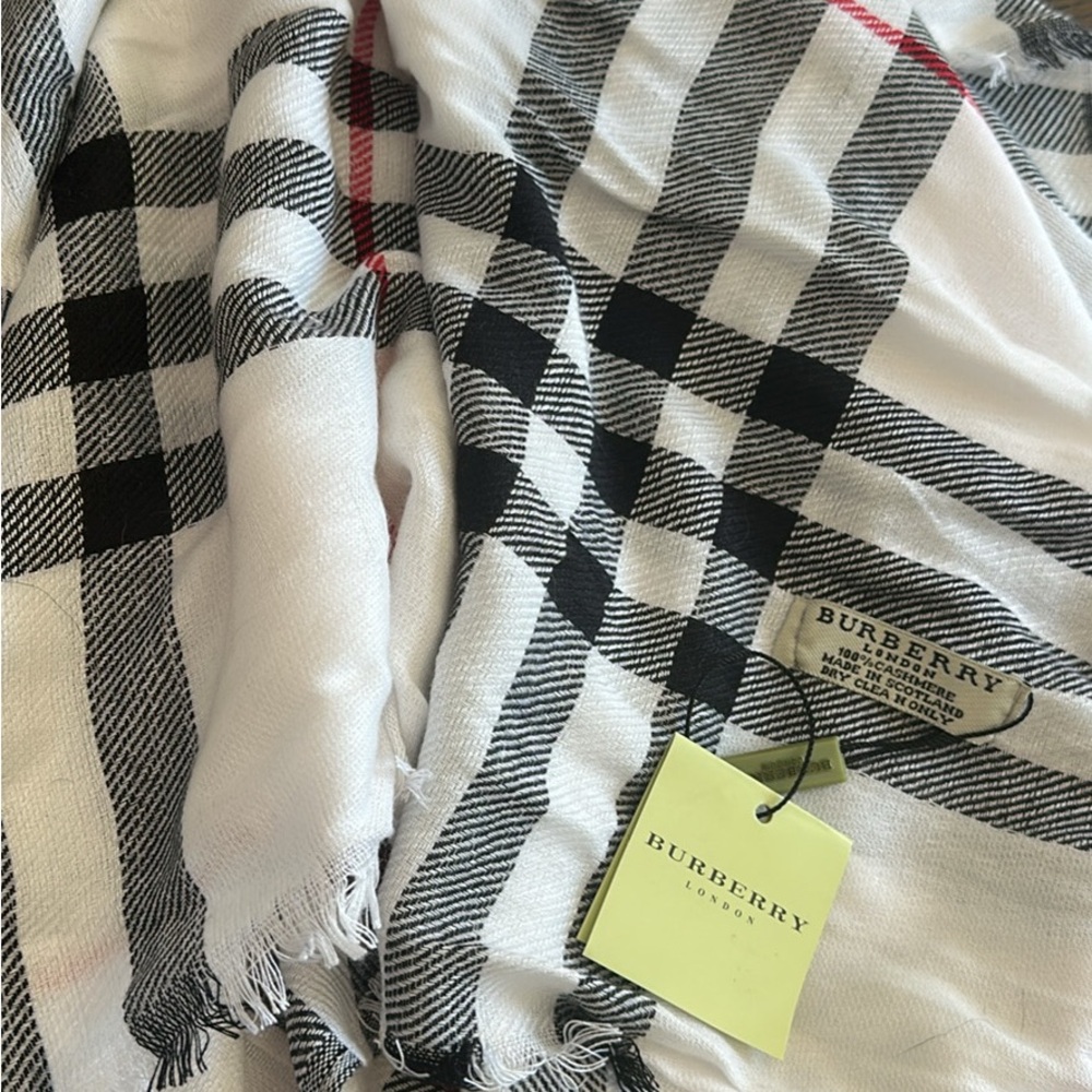 Burberry Classic Black and White Plaid Scarf